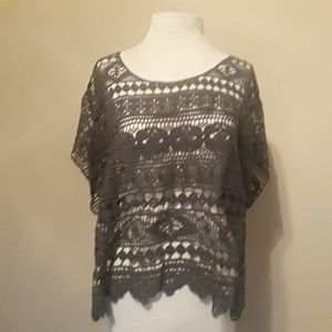 NET Lane Bryant Olive Lace Crochet Top Size